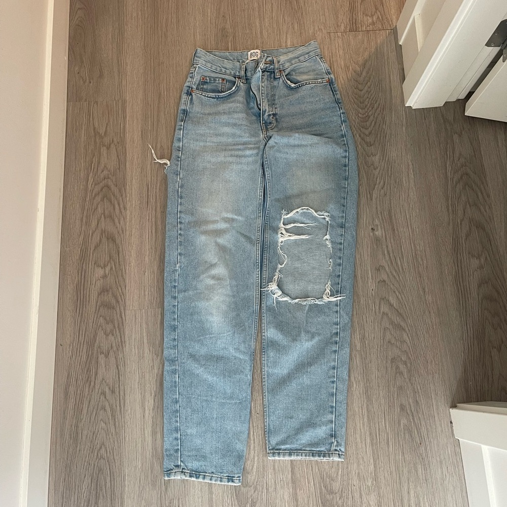 BDG Light Blue Straight Leg Distressed Jeans